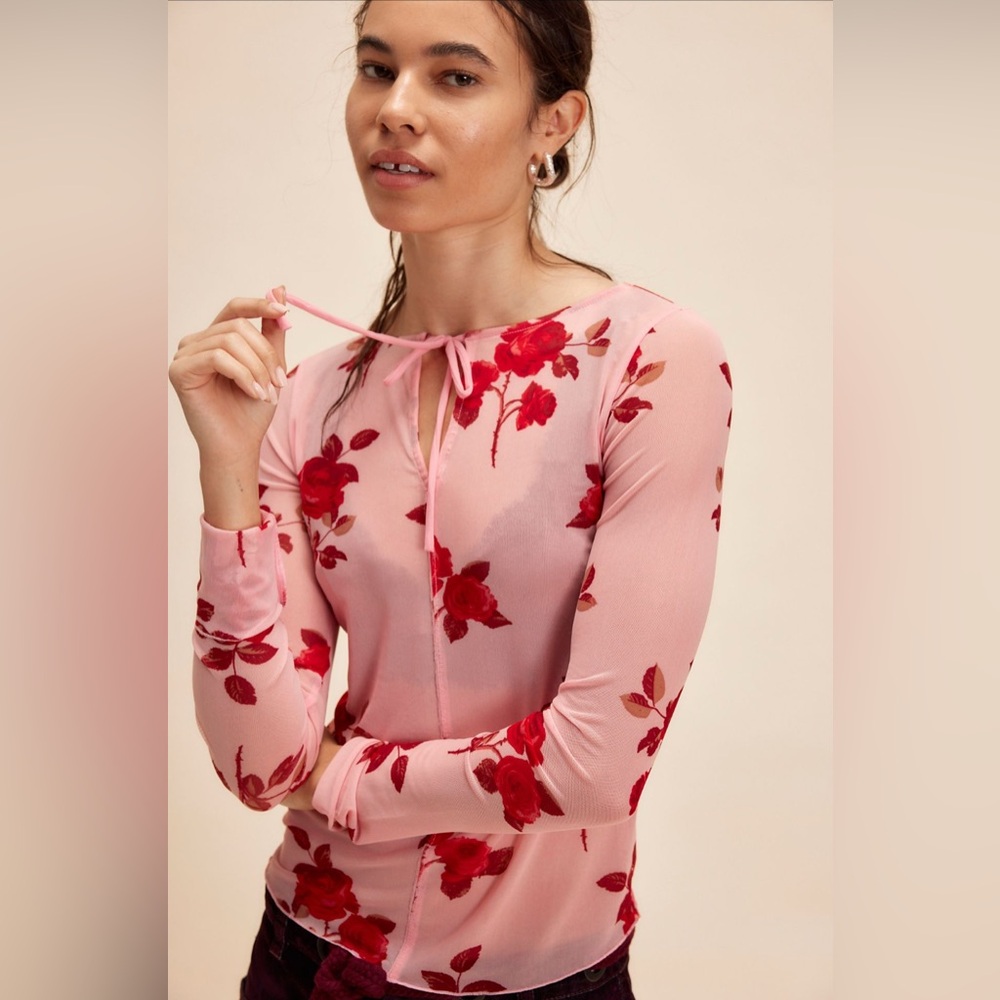Free People Tried and True Long Sleeve in Petal Combo Size Medium NWT